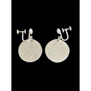 MCM Modernist Sterling Silver Large Disc Dangle Earrings Screwback 925 9.86g